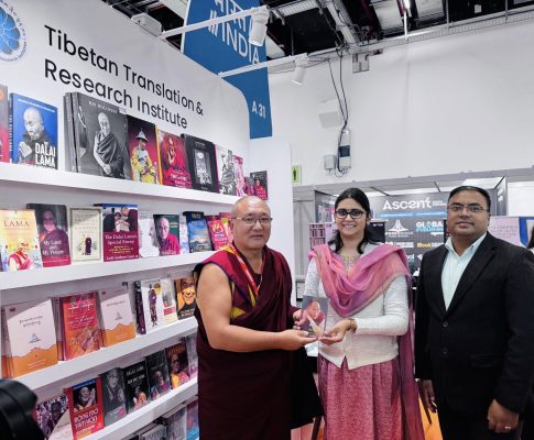 The Tibetan Translation & Research Institute’s books exhibited at the Frankfurt Book Fair in Germany, 2025